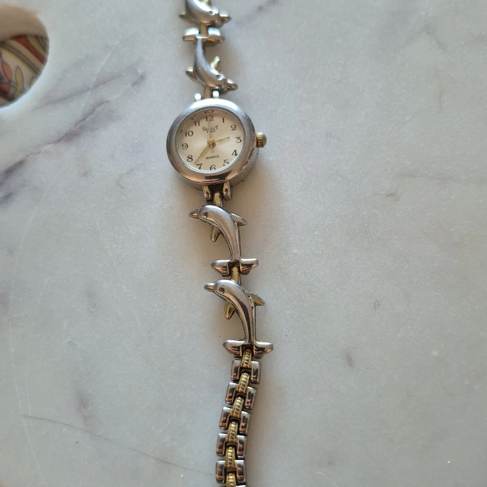 Silver and Gold Dolphin Women's Watch - Picture 4 of 8